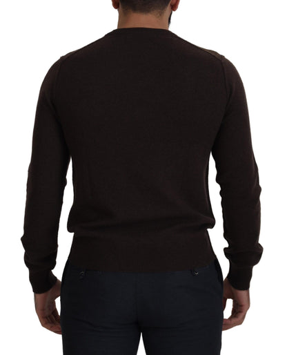 Dolce & Gabbana Brown Cashmere Crew Crew Neck Pullover Sweater