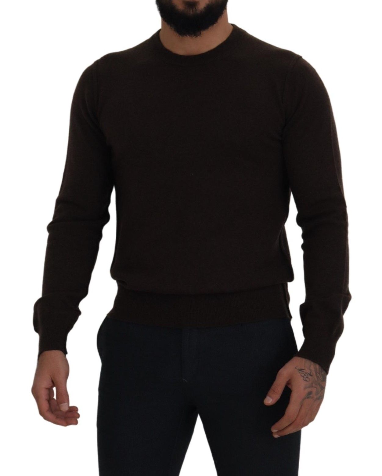 Dolce & Gabbana Brown Cashmere Crew Crew Neck Pullover Sweater