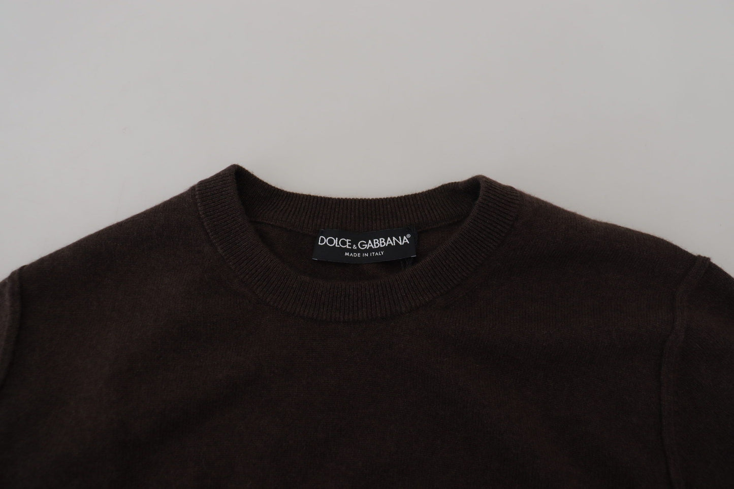 Dolce & Gabbana Brown Cashmere Crew Crew Neck Pullover Sweater