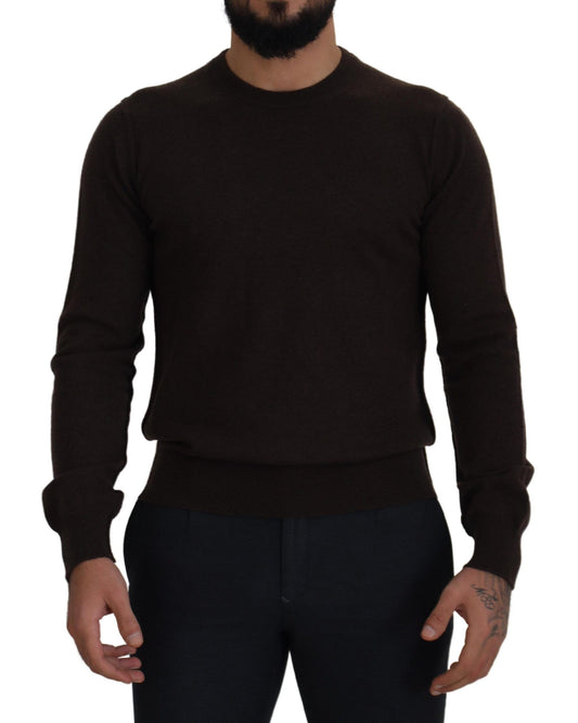 Dolce & Gabbana Brown Cashmere Crew Crew Neck Pullover Sweater