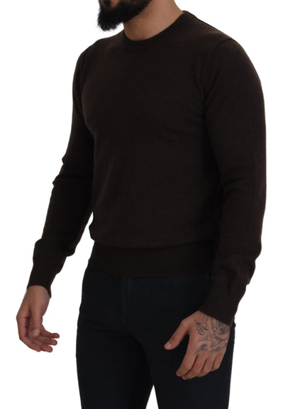 Dolce & Gabbana Brown Cashmere Crew Crew Neck Pullover Sweater