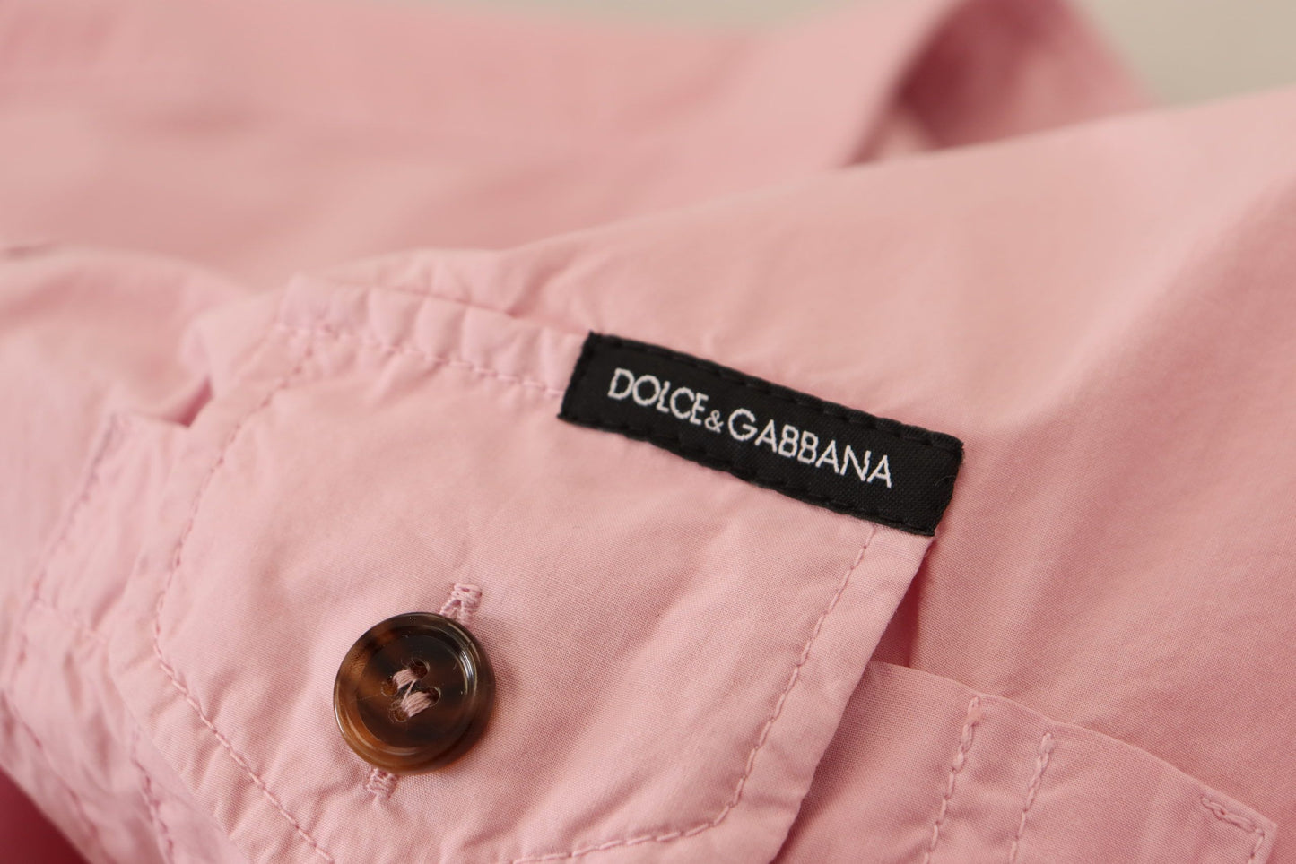 Dolce & Gabbana 핑크 캐주얼 버튼 아래로 긴 소매 셔츠