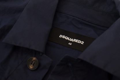 Dsquared² Dunkelblaues, langärmliges Freizeithemd mit Baumwollkragen