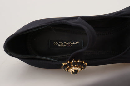 Dolce & Gabbana Chic Black Mary Jane Sock Pumps with Crystals