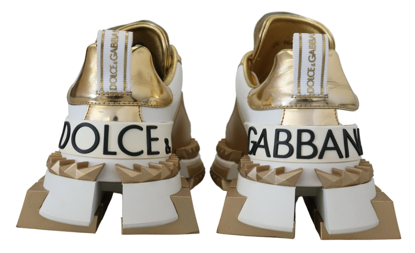 Dolce &amp; Gabbana Super Queen Lederschuhe in Weiß und Gold