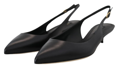 Dolce & Gabbana Elegant Black Leather Slingback Pumps