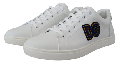 Dolce &amp; Gabbana Freizeit-Sneakers aus weißem Leder mit DG-Logo