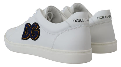 Dolce &amp; Gabbana Freizeit-Sneakers aus weißem Leder mit DG-Logo