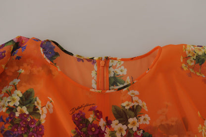 Dolce & Gabbana Elegant Floral Silk Blouse with Back Zipper