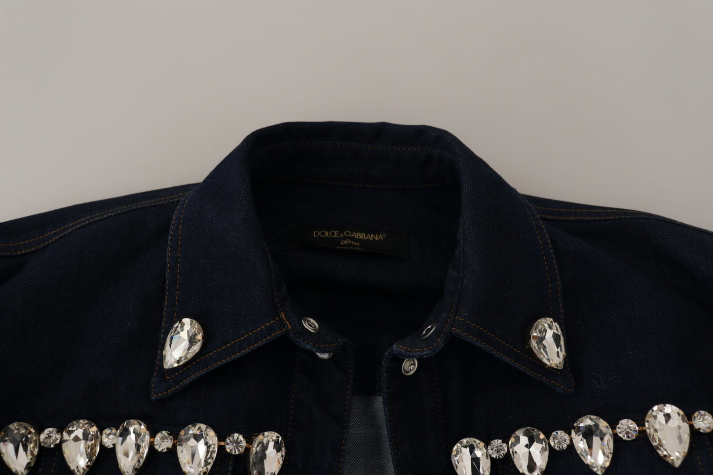 Dolce & Gabbana Blue Denim Crystal Impellish Cotton Jacket