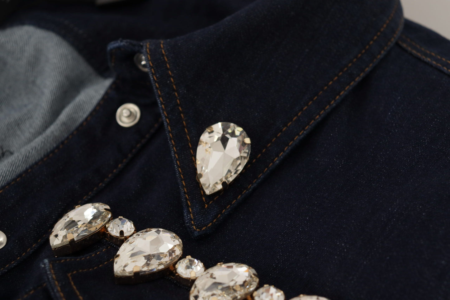 Dolce & Gabbana Blue Denim Crystal Impellish Cotton Jacket