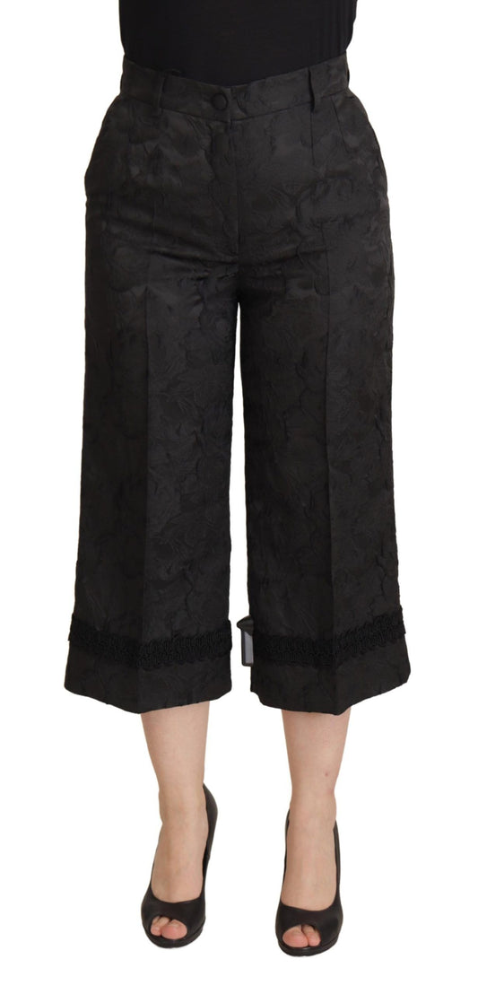 Dolce &amp; Gabbana Kurze Hose mit hoher Taille aus schwarzem Brokat