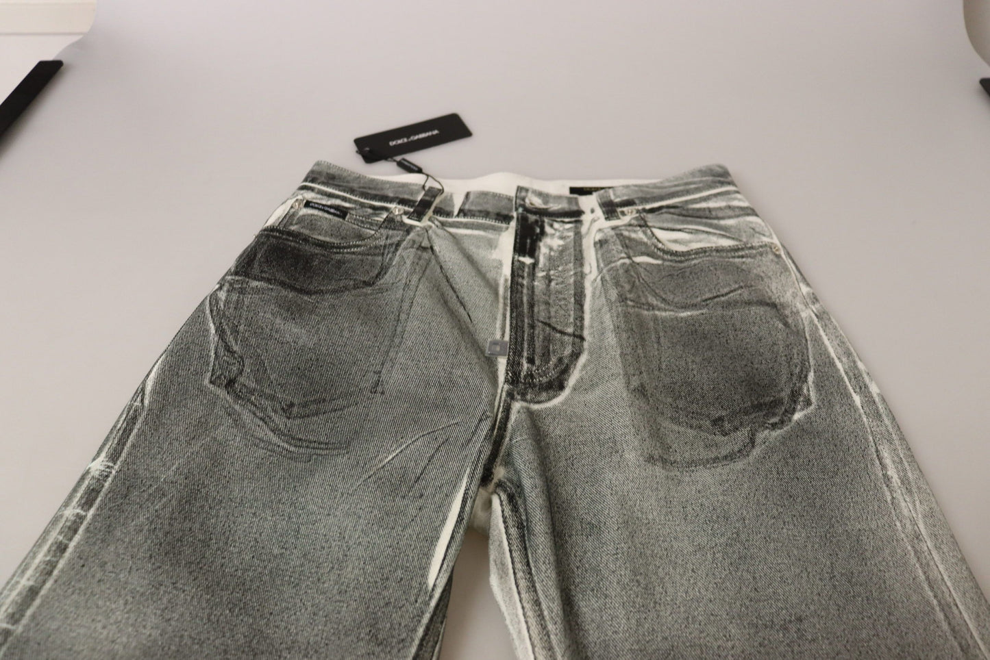 Dolce &amp; Gabbana Grau verwaschene Jeanshose aus Baumwolljeans mit hoher Taille