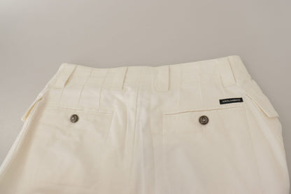 Dolce & Gabbana White High High Waist 테이퍼 여성면 바지