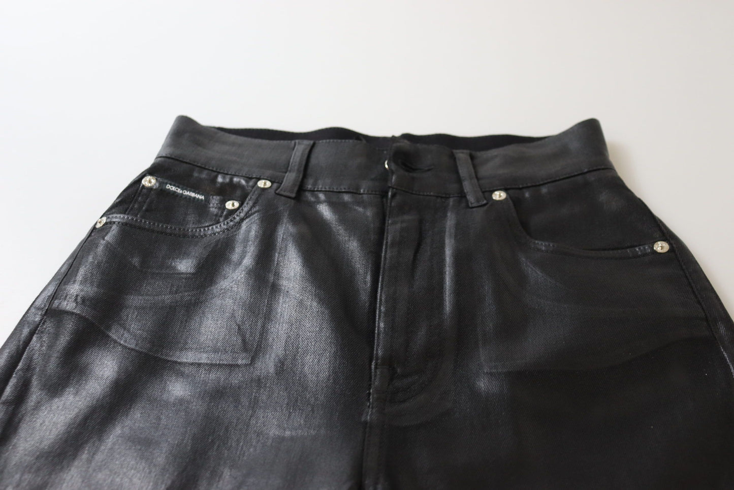 Dolce &amp; Gabbana – Schwarze, verwaschene Skinny-Denim-Hose mit hoher Taille