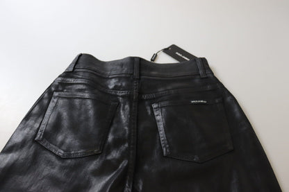 Dolce &amp; Gabbana – Schwarze, verwaschene Skinny-Denim-Hose mit hoher Taille