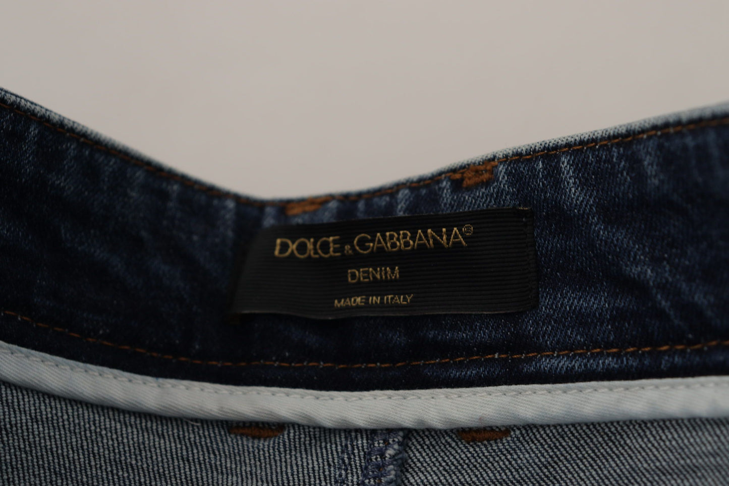 Dolce &amp; Gabbana Blue Denim Crystal verzierte Hosenjeans