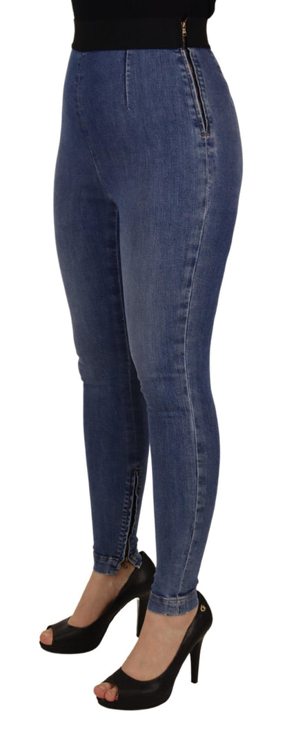 Dolce &amp; Gabbana – Blaue, dehnbare Skinny-Jeans mit hoher Taille