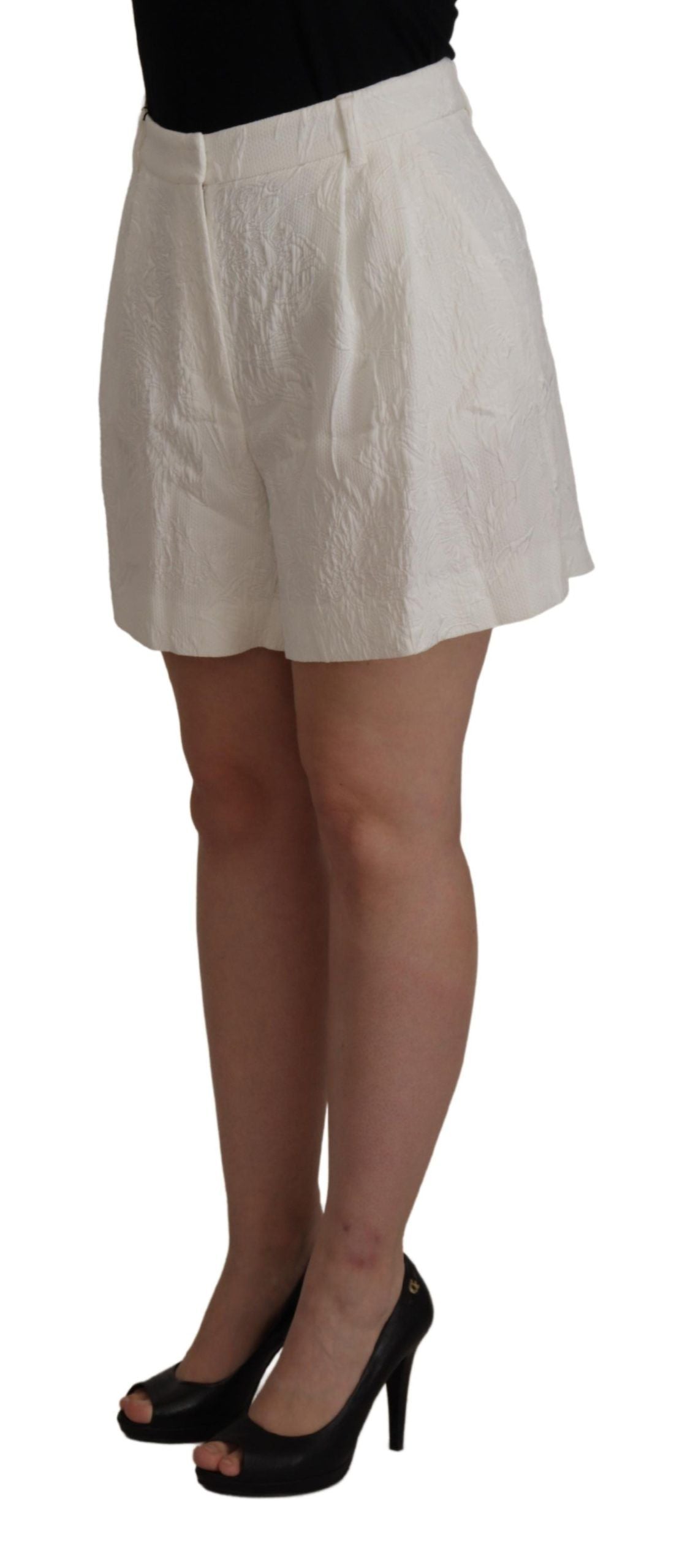 Dolce & Gabbana White High High Waist Culotte Cotton Shorts