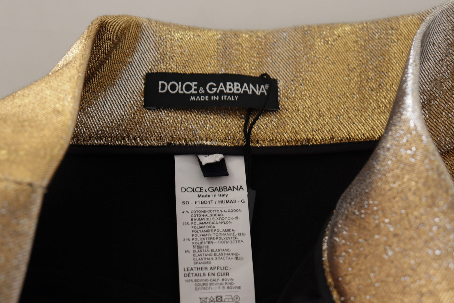 Dolce &amp; Gabbana Goldfarbene glitzernde Hot-Shorts aus Baumwollmischung