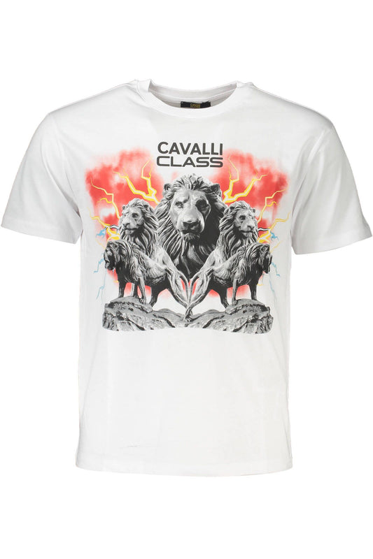 Cavalli Class White Cotton Men T-Shirt