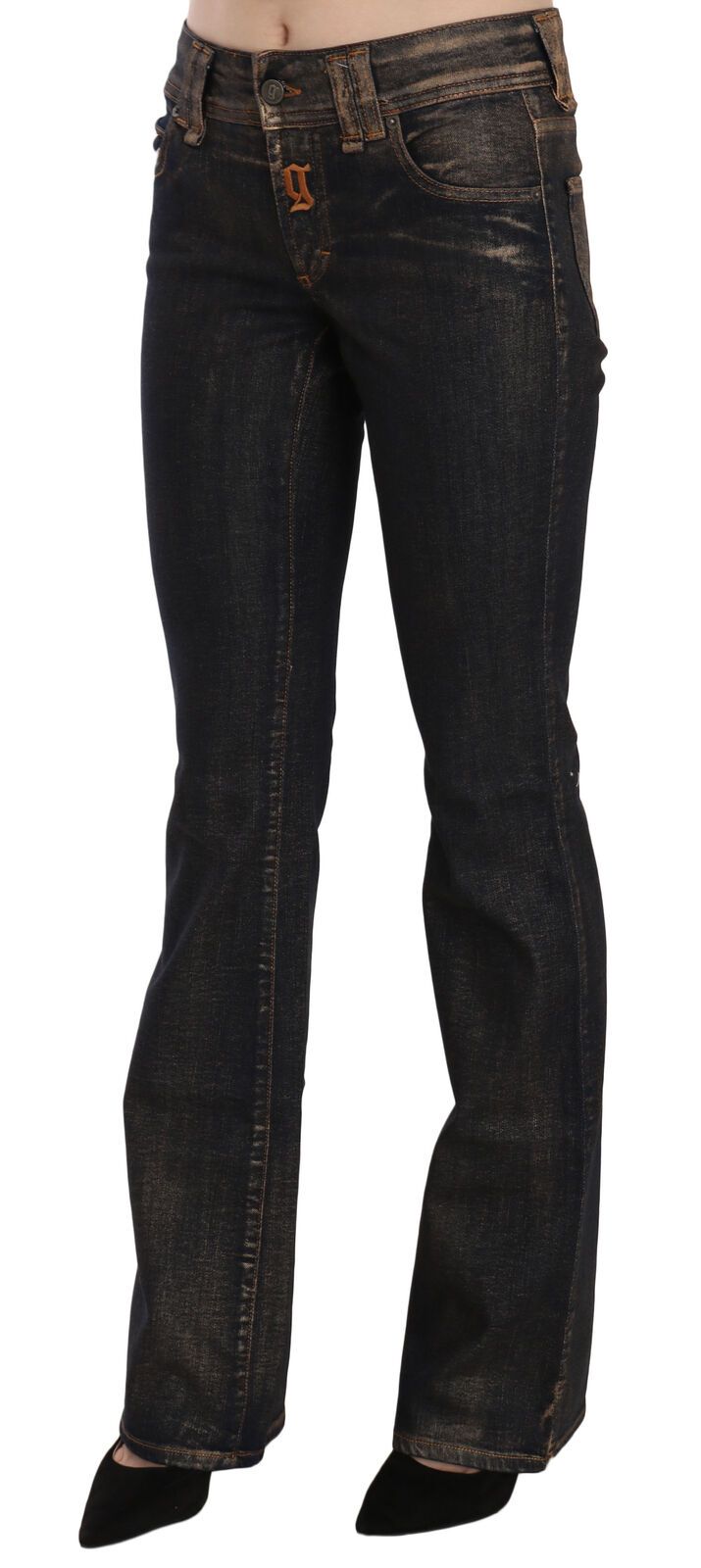 John Galliano Chic Flared Mid Waist Black Denim