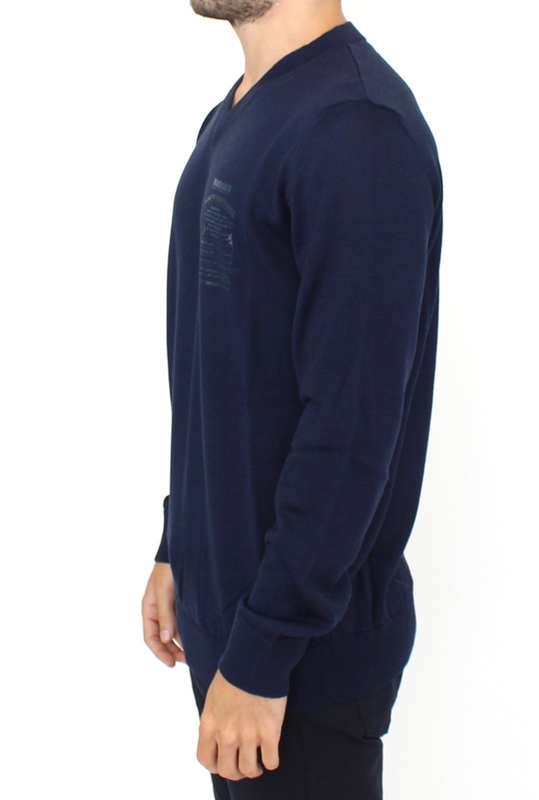 Ermanno Scervino Blue Wool Blend V-Neck 풀오버 스웨터