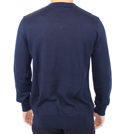 Ermanno Scervino Blue Wool Blend V-Neck 풀오버 스웨터