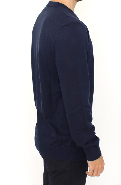 Ermanno Scervino Blue Wool Blend V-Neck 풀오버 스웨터