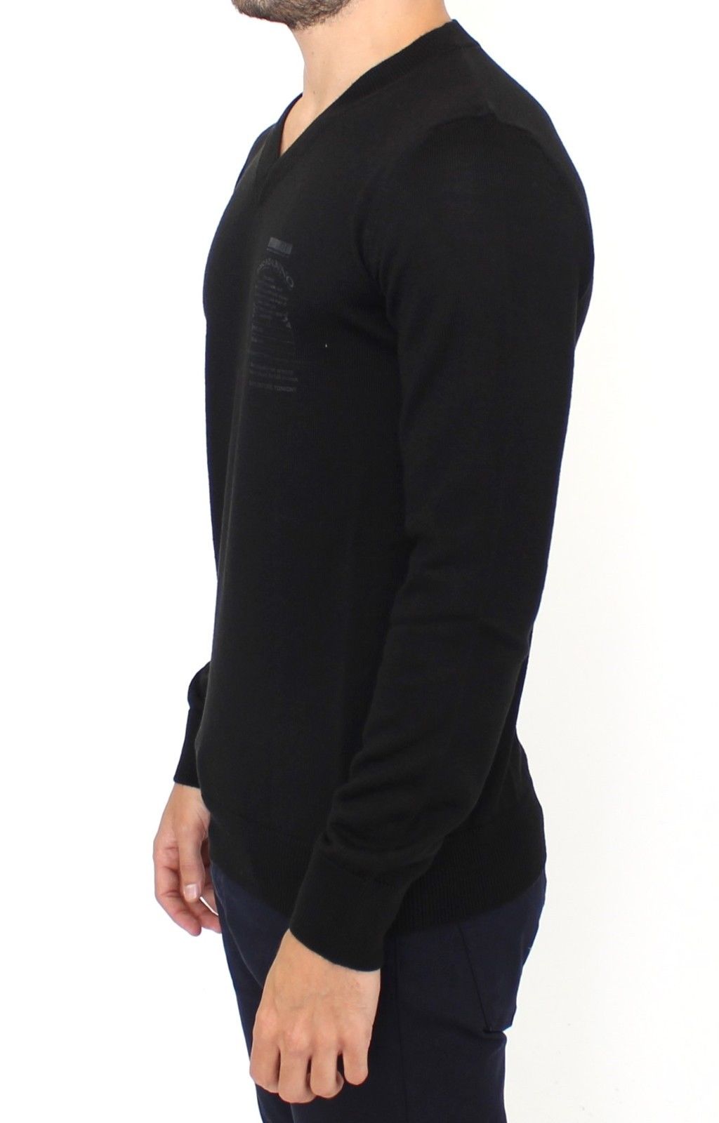 Ermanno Scervino Black Wool Blend V-Neck 풀오버 스웨터