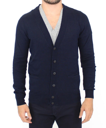 Ermanno Scervino Blue Wool Cashmere Cardigan 풀오버 스웨터