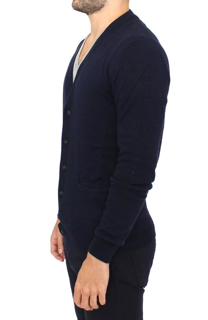 Ermanno Scervino Blue Wool Cashmere Cardigan 풀오버 스웨터