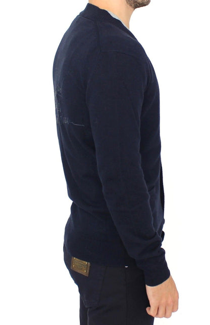 Ermanno Scervino Blue Wool Cashmere Cardigan 풀오버 스웨터