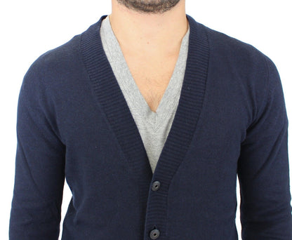 Ermanno Scervino Blue Wool Cashmere Cardigan 풀오버 스웨터