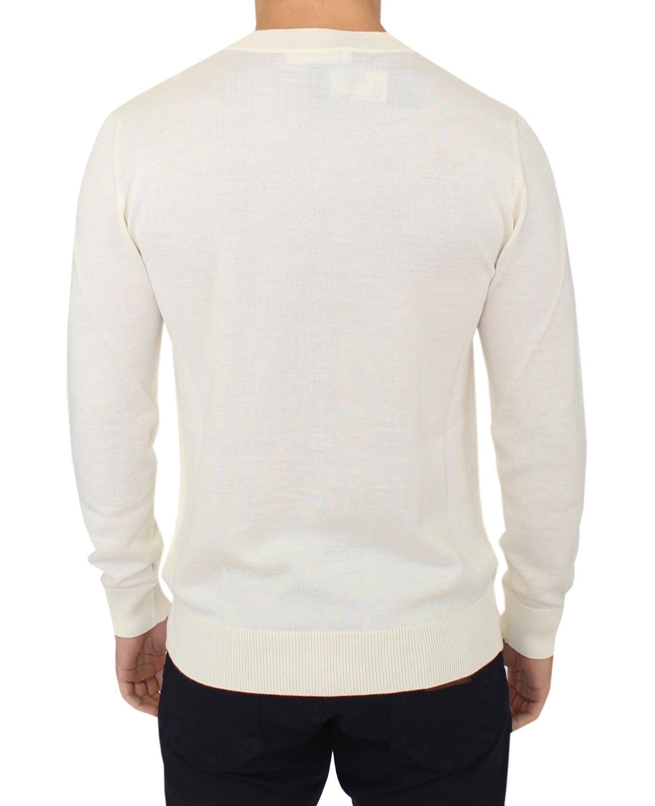 Ermanno Scervino Off White Wool Blend V-Neck 풀오버 스웨터