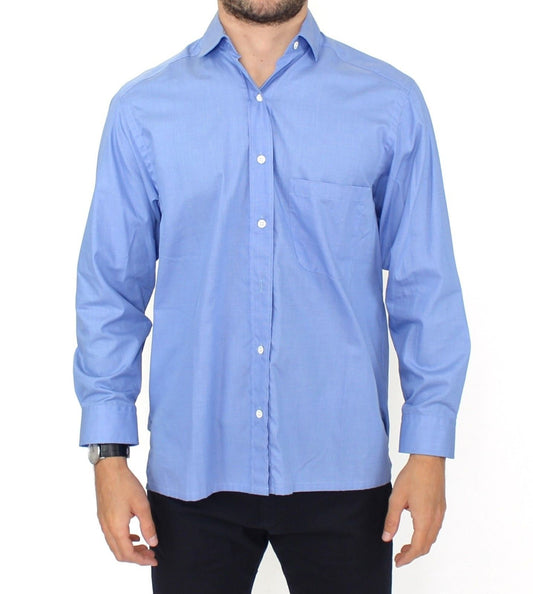 Ermanno Scervino Blue Cotton Dress Classic Fit Shirt