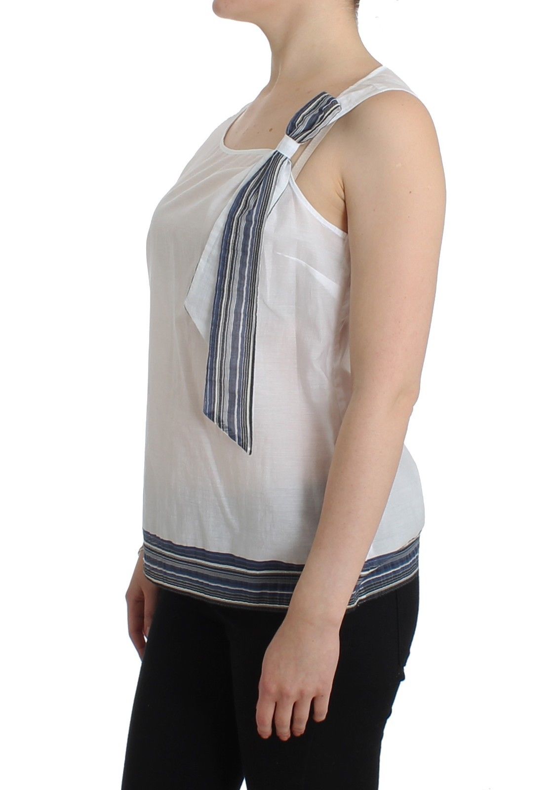 Ermanno Scervino White Blue Blue Blouse Tank Shirt Sleeveless