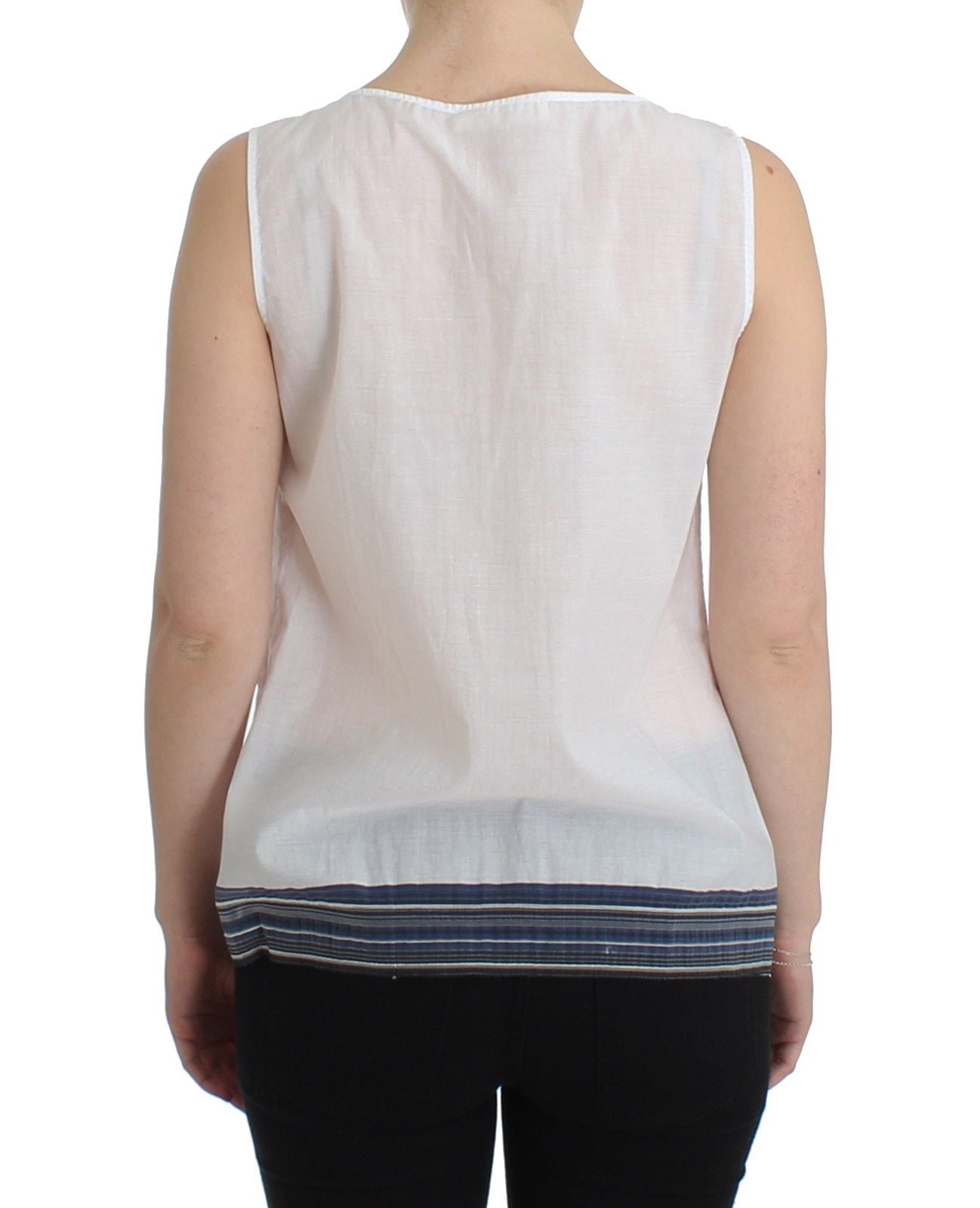 Ermanno Scervino White Blue Blue Blouse Tank Shirt Sleeveless