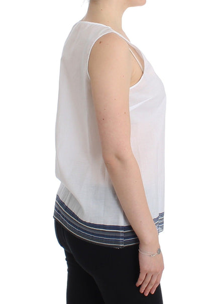 Ermanno Scervino White Blue Blue Blouse Tank Shirt Sleeveless