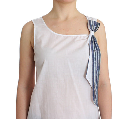 Ermanno Scervino White Blue Blue Blouse Tank Shirt Sleeveless