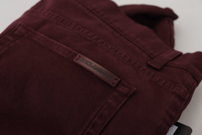 Dolce &amp; Gabbana Bordeaux-Baumwoll-Stretch-GOLD-Denim-Jeans