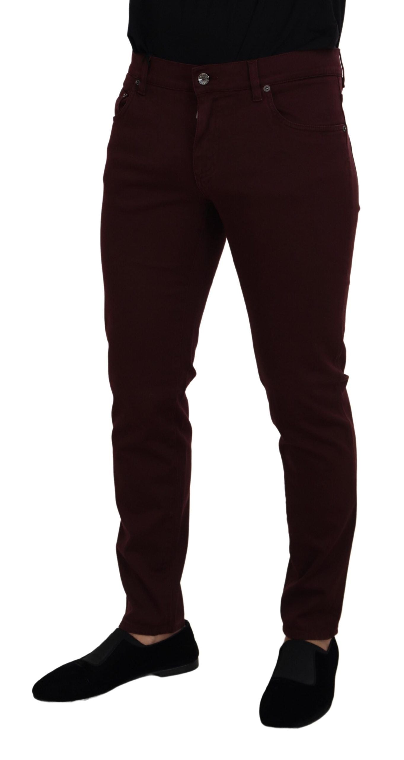 Dolce &amp; Gabbana Bordeaux-Baumwoll-Stretch-GOLD-Denim-Jeans