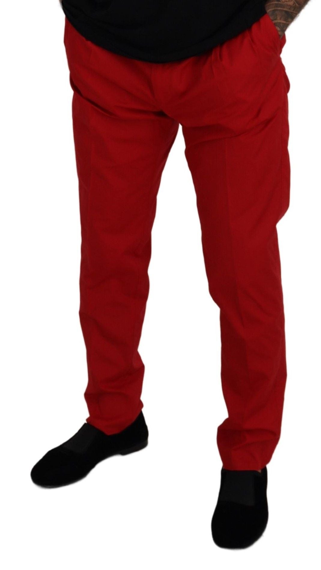 Dolce &amp; Gabbana Slim-Fit-Hose aus roter Baumwolle, Chinohose