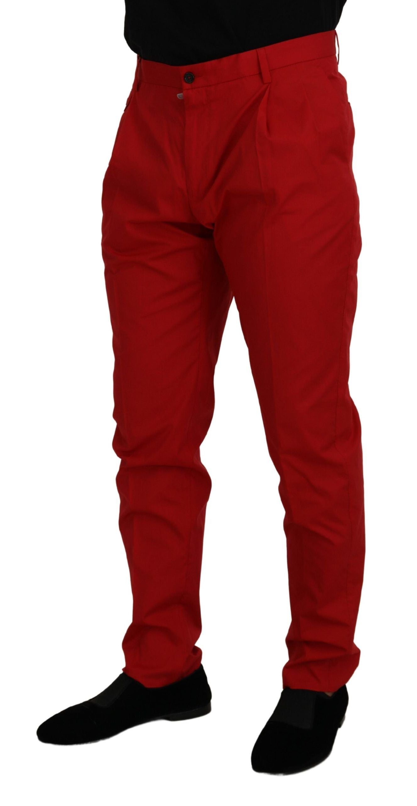 Dolce &amp; Gabbana Slim-Fit-Hose aus roter Baumwolle, Chinohose