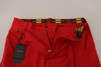 Dolce &amp; Gabbana Slim-Fit-Hose aus roter Baumwolle, Chinohose