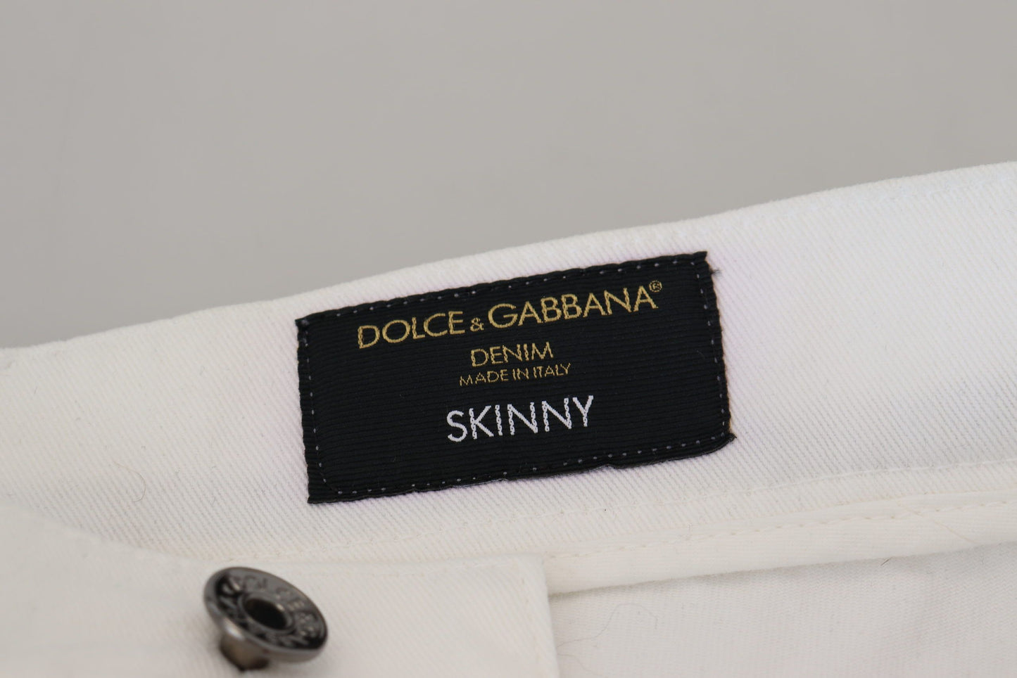 Dolce &amp; Gabbana – Weiße, schmale Skinny-Jeans aus Stretch-Baumwolldenim