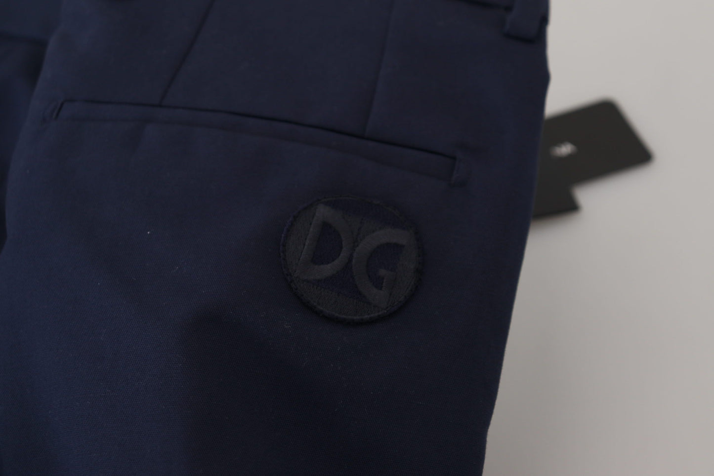 Dolce &amp; Gabbana Blaue Slim-Hose aus Leinen und Baumwolle, Chinohose