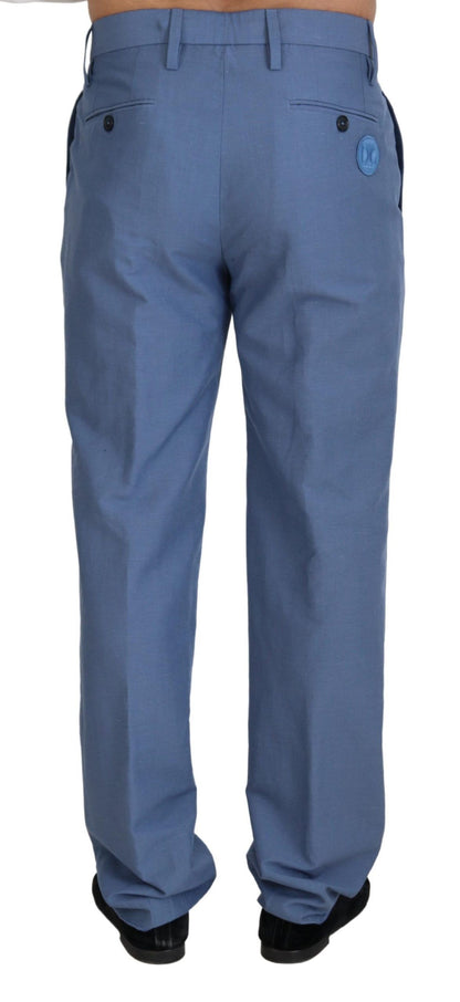 Dolce &amp; Gabbana Blaue Slim-Hose aus Leinen und Baumwolle, Chinohose