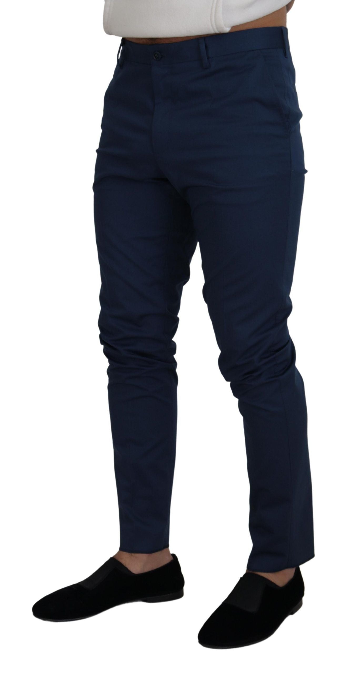 Dolce &amp; Gabbana Blue Stretch Cotton Slim Hose Chinohose