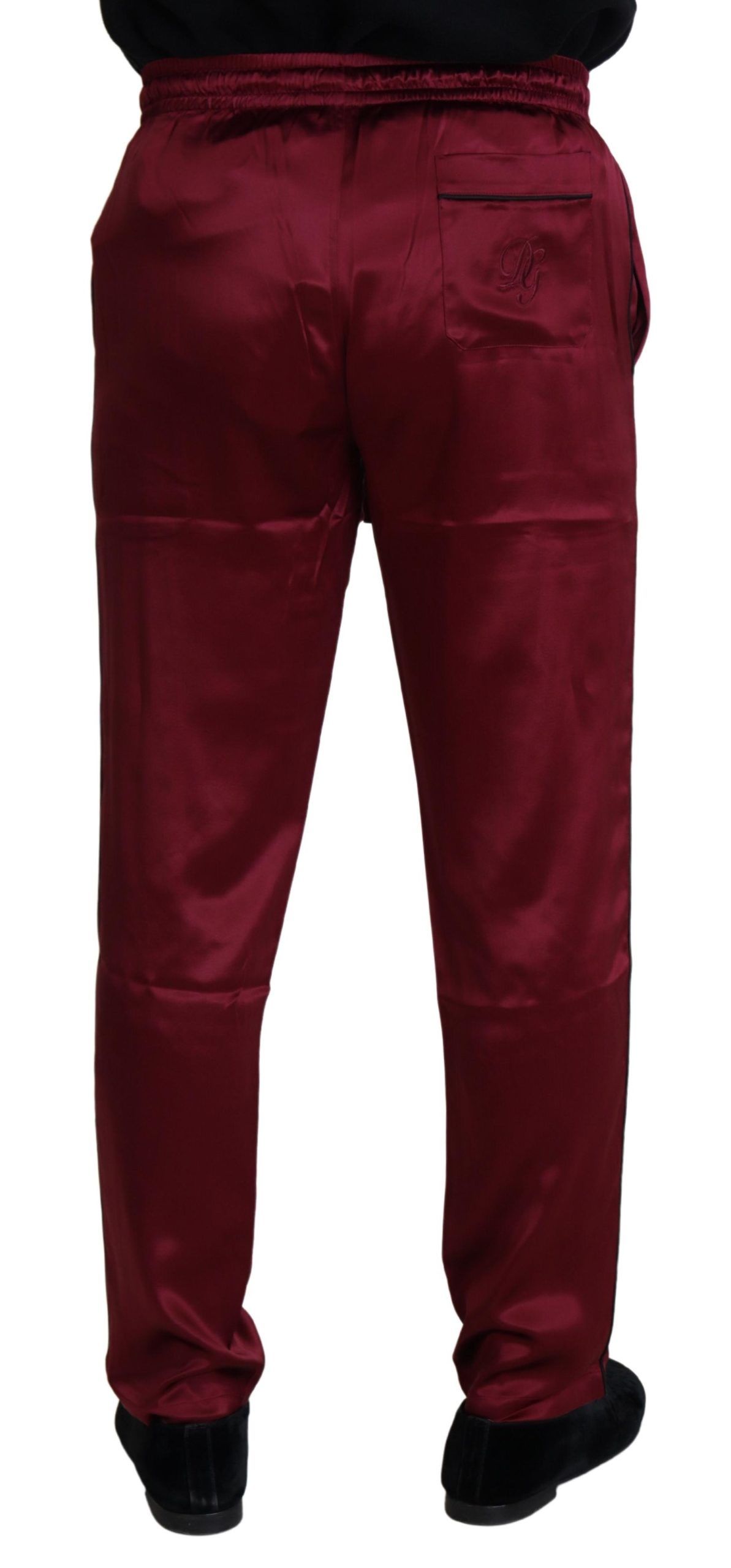 Dolce &amp; Gabbana Bordeaux Seiden-DG-Schlaf-Lounge-Hose